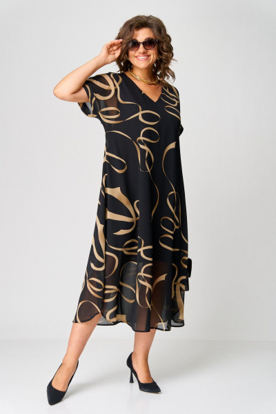 Платье EVA GRANT 7116 черный-с-принтом - фото 11