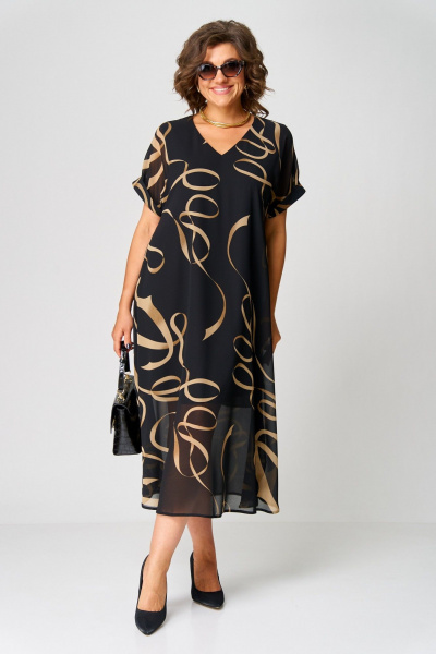 Платье EVA GRANT 7116 черный-с-принтом - фото 10