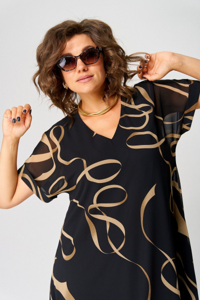 Платье EVA GRANT 7116 черный-с-принтом - фото 9