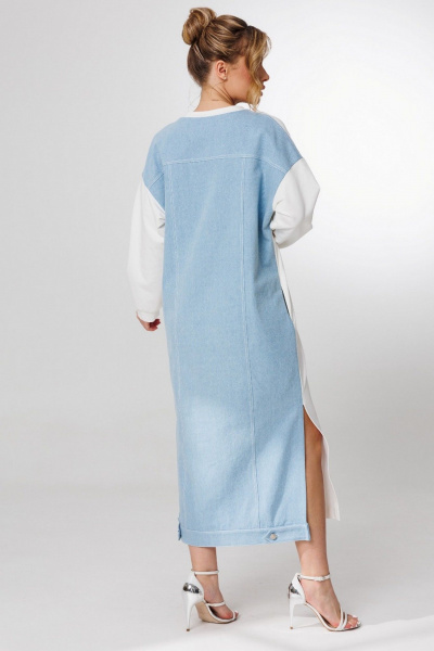 Платье Faufilure C1728 молочный-голубой - фото 4