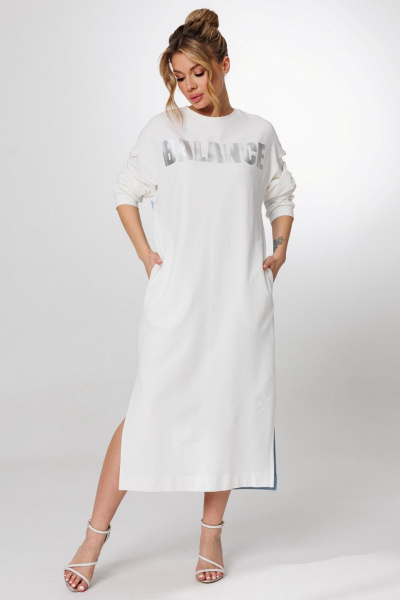 Платье Faufilure C1728 молочный-голубой - фото 2