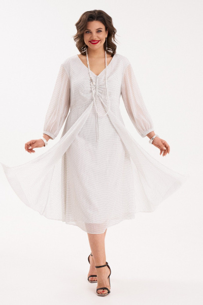 Летнее платье из шифона с рюшей и V-образным вырезом Almirastyle 296 - фото 1