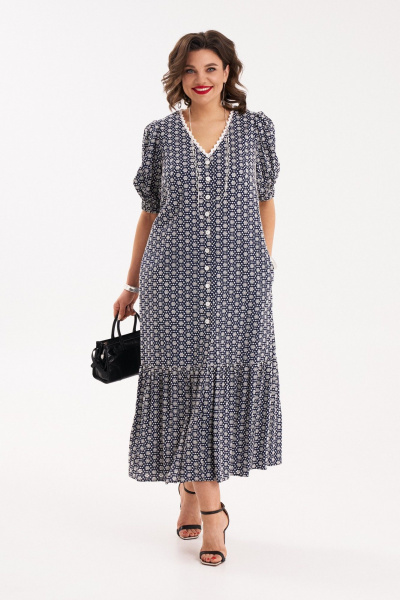 Платье из текстиля с воланом и карманами для торжеств Almirastyle 279 - фото 1