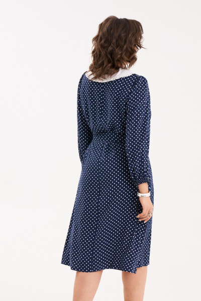 Синее платье с рюшей и поясом из шифона Almirastyle 248 - фото 6