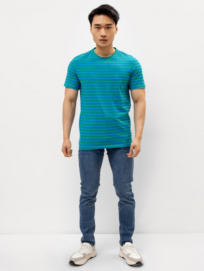 Футболка Mark Formelle 111774/22/2987П-5-2 зелено_голубая_полоска_463_D_вышивка - фото 1