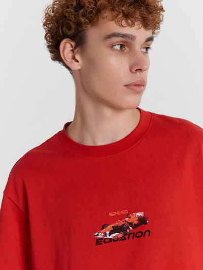 Футболка Mark Formelle 111846/24-4323П-0 огненный_красный_печать_2_сл_на_пол_3_сл_на_спинке - фото 4