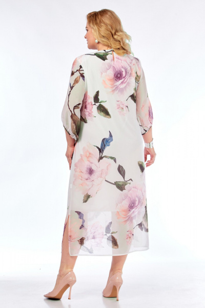 Платье Элль-стиль 2376 белое_принт_цветы - фото 10