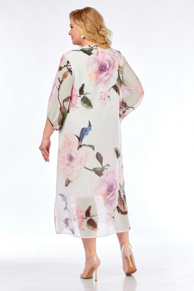Платье Элль-стиль 2376 белое_принт_цветы - фото 9