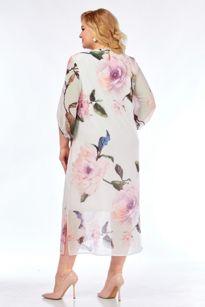 Платье Элль-стиль 2376 белое_принт_цветы - фото 8