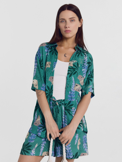 Блуза Mark Formelle 112855/22/23093П-9 цветы_на_зеленом - фото 1