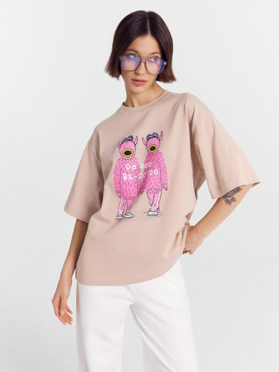 Футболка Mark Formelle 112961/24-29525П-0 холодный_бежевый_печать_3_сл_на_пол - фото 5