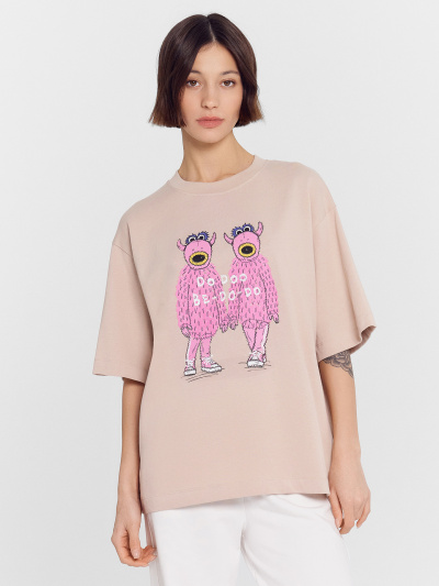 Футболка Mark Formelle 112961/24-29525П-0 холодный_бежевый_печать_3_сл_на_пол - фото 4