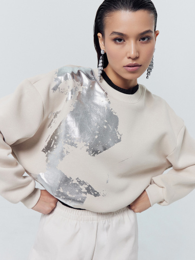 Джемпер Mark Formelle 122878/24-29773П-7П белый_песок_печать_1_сл_на_пол_(фольга) - фото 1