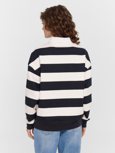 Джемпер Mark Formelle 122886/24-29893П-7П-2 молочно_черная_полоска_539_D_вышивка - фото 2