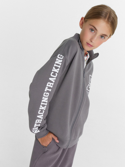 Толстовка Mark Formelle 127932/24-29354П-7 темно_серый_печать_2_сл_на_ЛВ_дет_пер_1сл_на_ЛВ_рук - фото 1