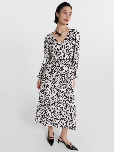 Платье Mark Formelle 152560/24-32101П-9 черные_цветы_на_белом - фото 1