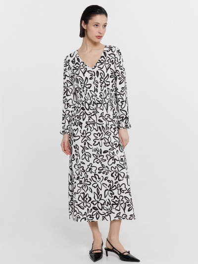 Платье Mark Formelle 152560/24-32101П-9 черные_цветы_на_белом - фото 2