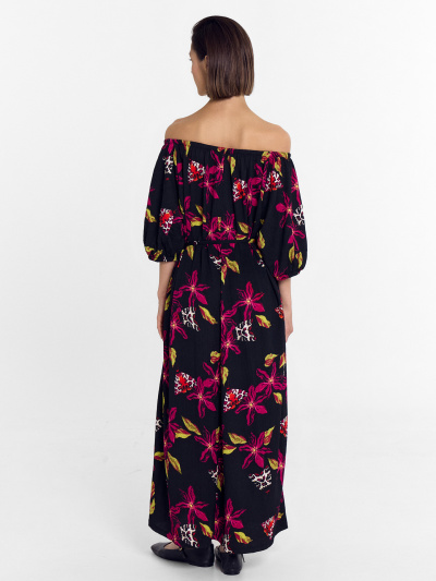 Платье Mark Formelle 152639/24-28381П-9 бабочки_цветы_на_черном - фото 2