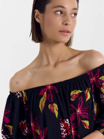 Платье Mark Formelle 152639/24-28381П-9 бабочки_цветы_на_черном - фото 3