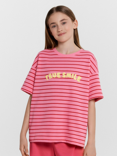 Футболка, шорты Mark Formelle 197728/24-33067ПП-7 полоска_на_розовом_саше_маджента_3_сл_на_пол - фото 5