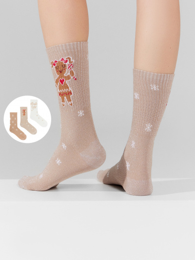 Носки Mark Formelle 217A-2164/223217A-2 молочный_капучино_св.коричневый_рис.2164 - фото 5