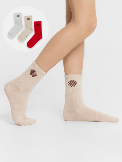 Носки Mark Formelle 444A-2775/B3-243444A беж_мел._я.красный_св.серый_меланж_рис.2775 - фото 1