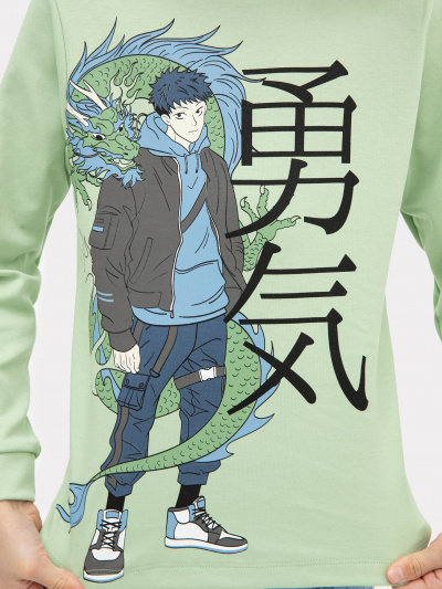 Брюки, джемпер Mark Formelle 563314/22/20285ПП-2 пыльно_зеленый_драконы_на_голубом_3_сл_на_пол - фото 3