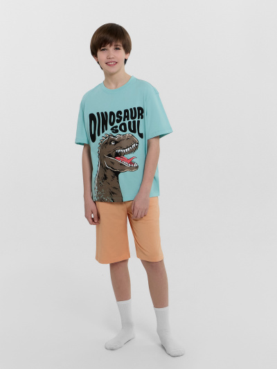 Футболка, шорты Mark Formelle 563327/24-30792ПП-0 морские_блики_персик_печать_3_сл_на_пол - фото 1