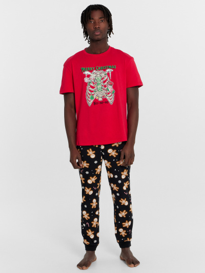 Брюки, футболка Mark Formelle 591043/24-4223ПП-5 красный_пряники_скелеты_на_черном_3_сл_на_пол - фото 1