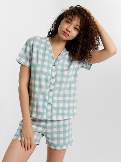 Жакет, шорты Mark Formelle 592348/24-32142ПП-5 зеленая_клетка - фото 1