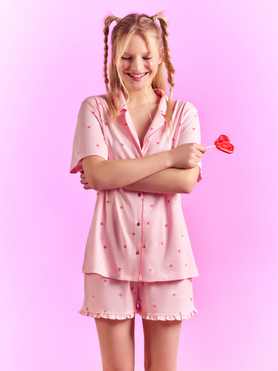 Рубашка, шорты Mark Formelle 592483/24-27106ПП-6 розовые_сердечки - фото 1