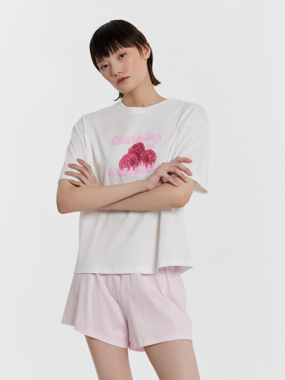 Джемпер, шорты Mark Formelle 592591/24-31175ПП-5 белый_клетка_виши_розовая_3_сл_на_пол - фото 10