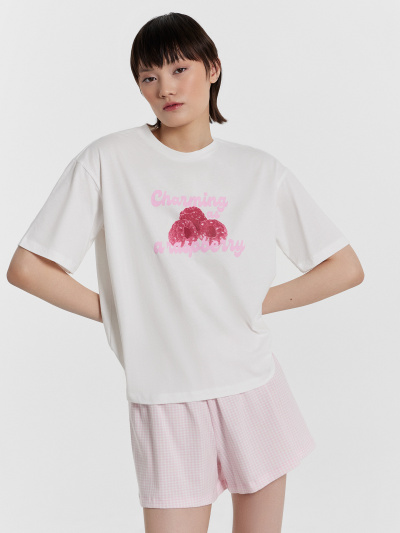 Джемпер, шорты Mark Formelle 592591/24-31175ПП-5 белый_клетка_виши_розовая_3_сл_на_пол - фото 7