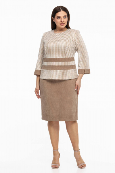 Блуза, юбка Avila 0969 бежевый - фото 13