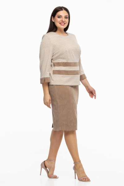 Блуза, юбка Avila 0969 бежевый - фото 4