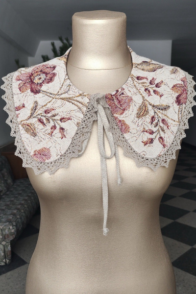 Воротник Полинушка 1218 коричневые_цветы - фото 1