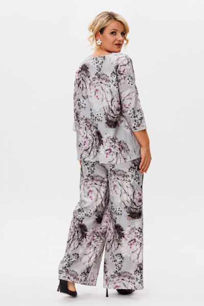 Блуза, брюки Anastasia 1010.1 графит(принт_цветы) - фото 13