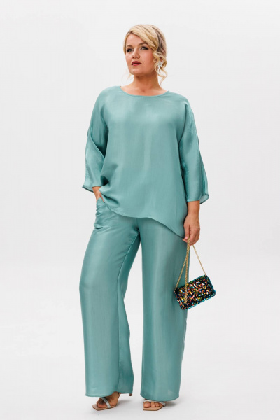 Блуза, брюки Anastasia 1228 изумрудный_жемчуг - фото 10