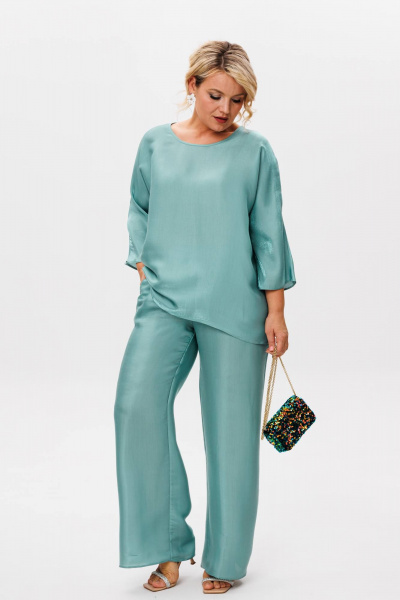 Блуза, брюки Anastasia 1228 изумрудный_жемчуг - фото 4