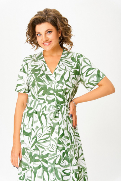 Платье Swallow 838.1 молочный/зелено-травяной_принт - фото 28