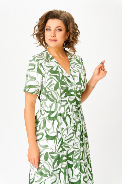 Платье Swallow 838.1 молочный/зелено-травяной_принт - фото 25