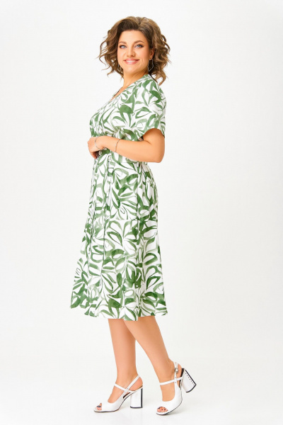 Платье Swallow 838.1 молочный/зелено-травяной_принт - фото 16