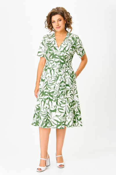 Платье Swallow 838.1 молочный/зелено-травяной_принт - фото 13