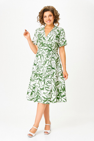 Платье Swallow 838.1 молочный/зелено-травяной_принт - фото 10