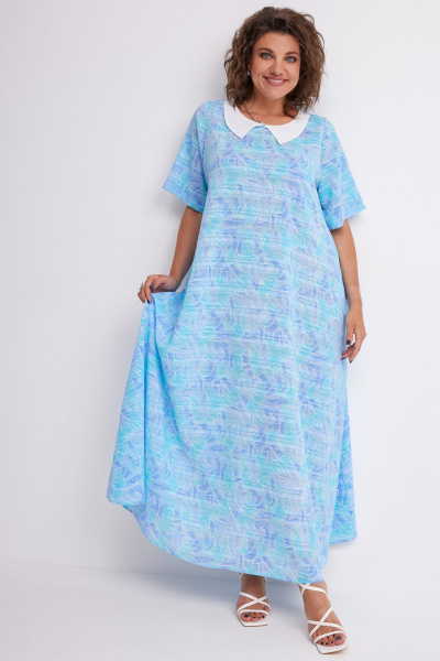 Платье BegiModa 1045 голубой_фиолет - фото 4