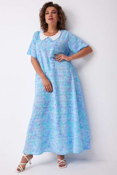 Платье BegiModa 1045 голубой_фиолет - фото 1