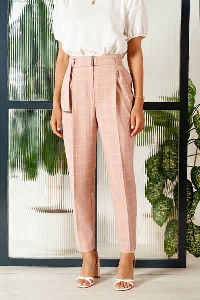 Брюки Nelva 3898 розовая клетка - фото 4
