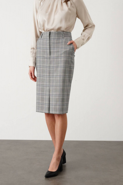 Юбка Nelva 4795 бежевый клетка - фото 4