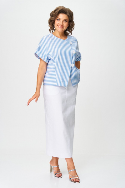 Жакет, юбка Michel chic 1422 белый_полоска - фото 10