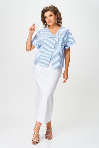 Жакет, юбка Michel chic 1422 белый_полоска - фото 7